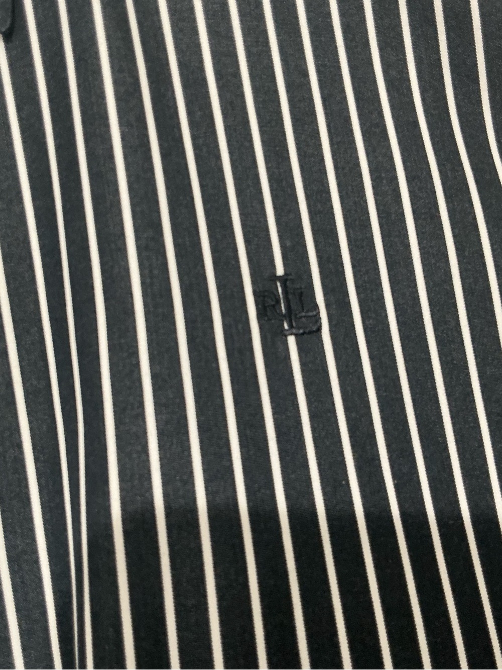 Lauren Ralph Lauren women’s large black/white pinstripe, button-down cotton shir - Picture 6 of 11